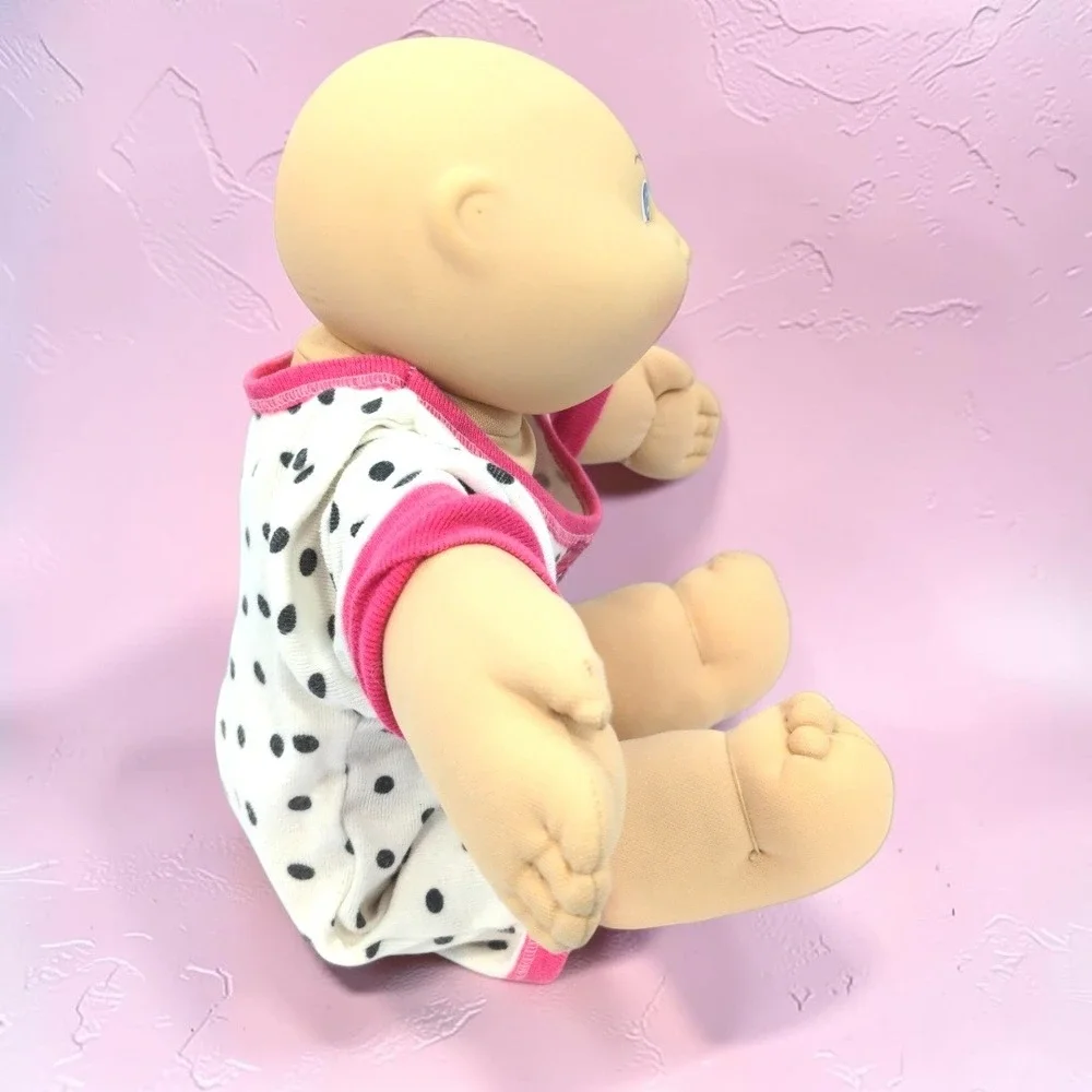 VTG 80s Cabbage Patch Kids Preemie Doll Bald Blue Eyes Polka Dot Onesie CPK 1984